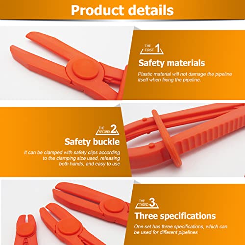zipelo Hose Clamp Pliers, 6 Pack 3 Size Line Pinch Clamps Set, Plastic Hose Pinching Off Pliers for Automotive Radiator, Brake, Gas, Coolant Hoses and Fuel Lines (Red) - Image 3