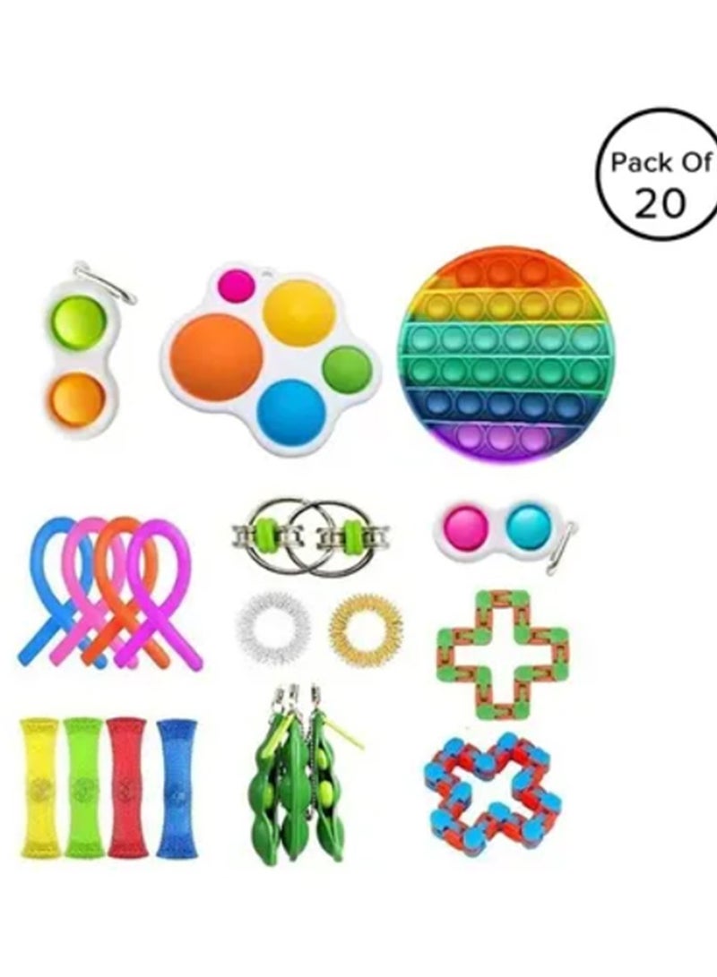20-Piece Simple Dimple Mini Bubble Ergonomic Stress Relief Sensory Fidget Toy Set  - Image 1