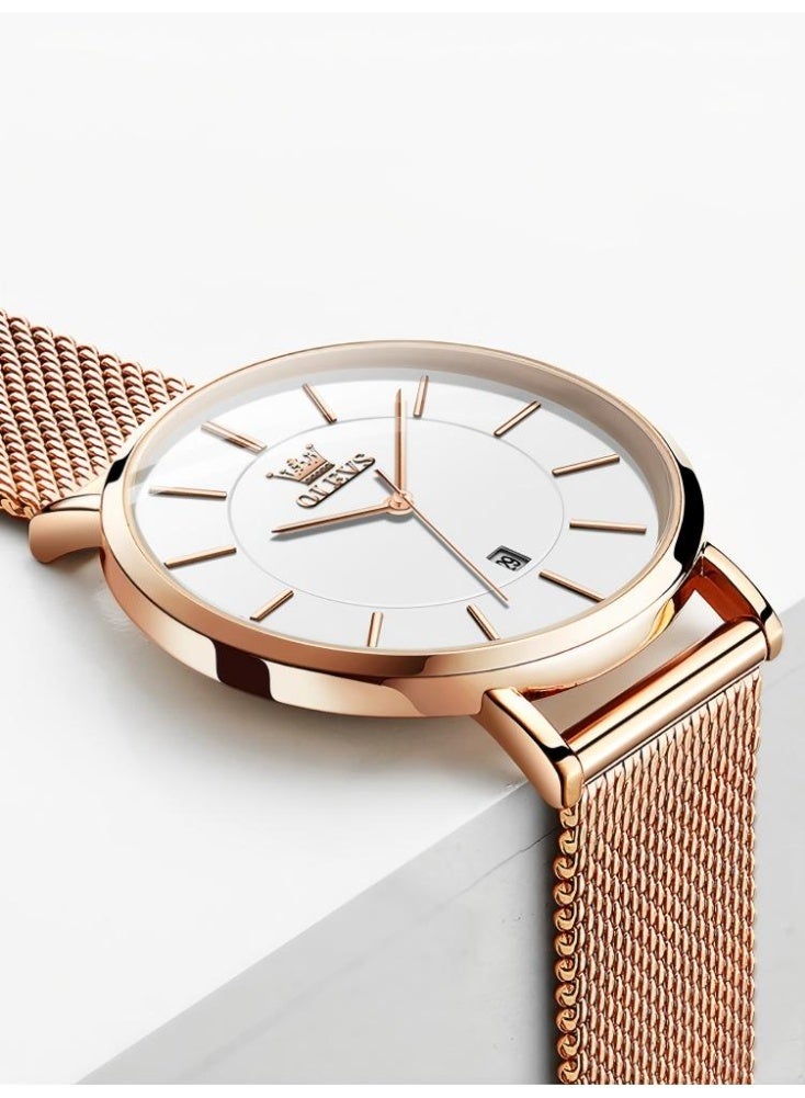 أوليفز ساعة OLEVS النسائية الأنيقة ذات الواجهة الكبيرة والتناظرية كوارتز ساعة يد نسائية رفيعة جدًا وعرض التاريخ ومقاومة للماء ساعات نسائية للمعصمين الصغيرين - Image 2