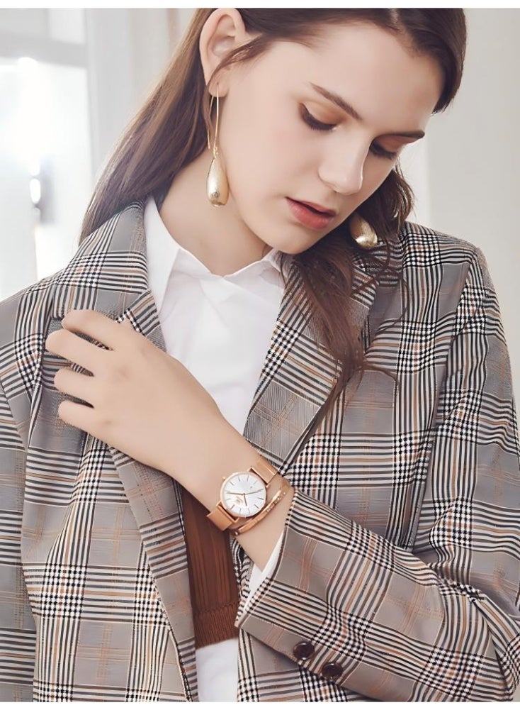 أوليفز ساعة OLEVS النسائية الأنيقة ذات الواجهة الكبيرة والتناظرية كوارتز ساعة يد نسائية رفيعة جدًا وعرض التاريخ ومقاومة للماء ساعات نسائية للمعصمين الصغيرين - Image 4