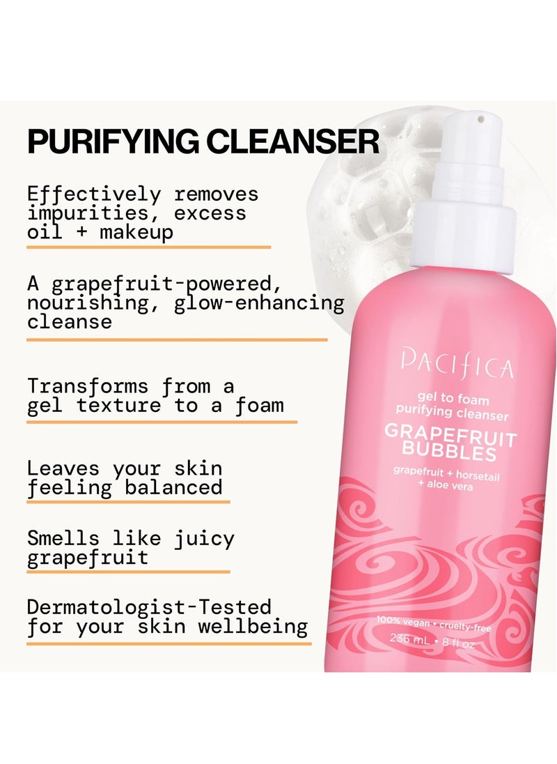 Pacifica Pacifica Grapefruit Bubbles Gel-to-Foam Purifying Cleanser - Gentle Face Wash for Oily & Combination Skin Removes Excess Oil & Impurities, Brightening Vegan & Cruelty-Free Formula Dermatologist Tested  - Image 2