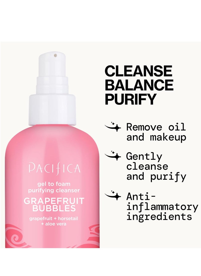 Pacifica Pacifica Grapefruit Bubbles Gel-to-Foam Purifying Cleanser - Gentle Face Wash for Oily & Combination Skin Removes Excess Oil & Impurities, Brightening Vegan & Cruelty-Free Formula Dermatologist Tested  - Image 3