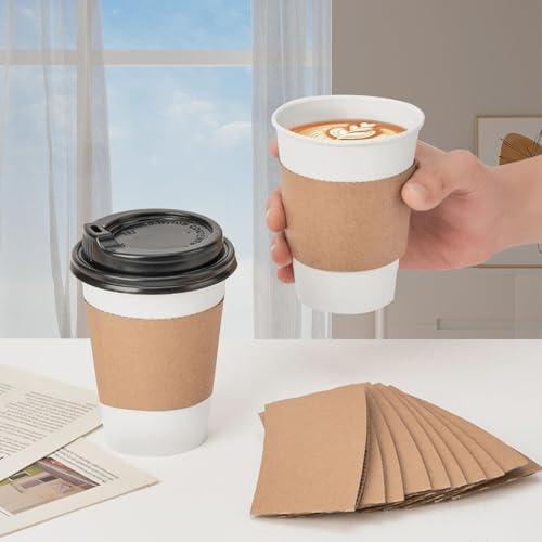 RACETOP 12 oz 50 pack Disposable Paper Coffee Cups with Lids and Sleeves - Image 3