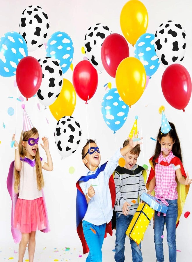 Sondeng Cartoon Balloons Birthday Party Supplies Party Decorations Cow Print Sky Blue Cloud Balloons Arch Garland Kit for Rainbow Cloud Farm Themed Party Decor Favor - Image 4
