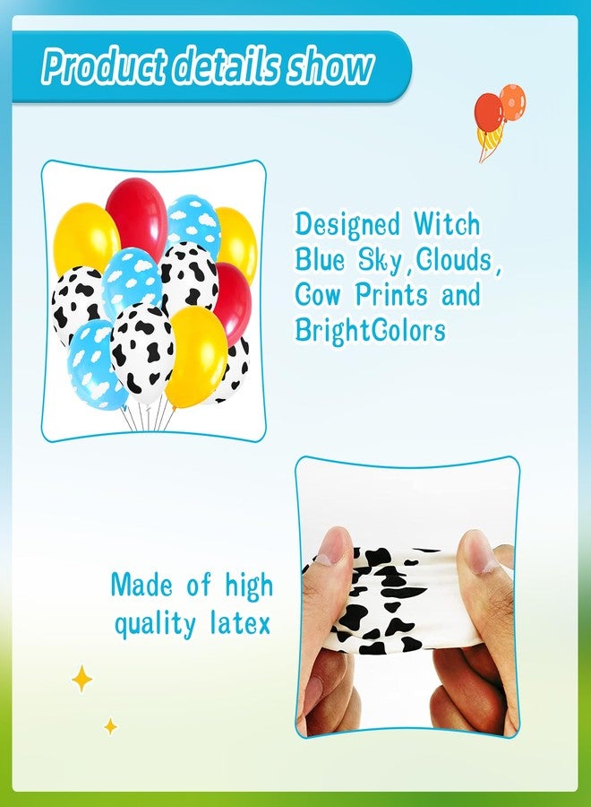 Sondeng Cartoon Balloons Birthday Party Supplies Party Decorations Cow Print Sky Blue Cloud Balloons Arch Garland Kit for Rainbow Cloud Farm Themed Party Decor Favor - Image 3
