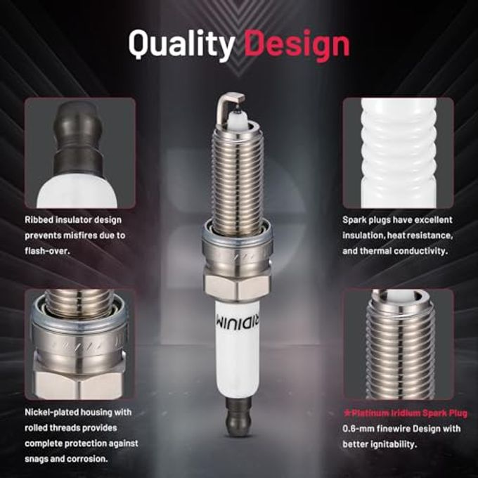 BDFHYK 97080 Platinum Iridium Spark Plugs Compatible with Hyundai Elantra Elantra GT Kona Sonata Tucson Veloster Veloster,Compatible with Kia Forte Forte Koup Forte5 Optima Soul 1.6L L4 Set of 4 - Image 3