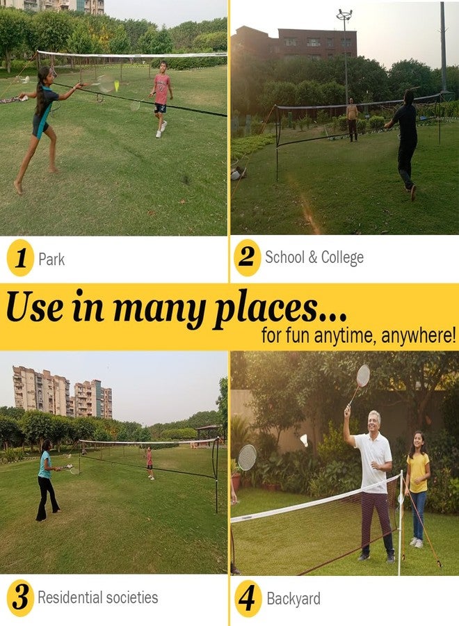 FunBadmenton 6.1M Portable Badminton Net with Stand & Carry Bag for Outdoor Use | Shuttle Net with Movable, Foldable Poles for Garden and Playground | Easy Setup Badminton Stand Poles - Image 2