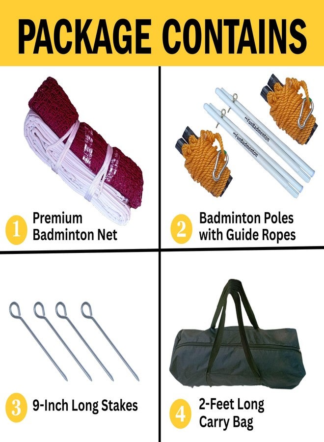FunBadmenton 6.1M Portable Badminton Net with Stand & Carry Bag for Outdoor Use | Shuttle Net with Movable, Foldable Poles for Garden and Playground | Easy Setup Badminton Stand Poles - Image 5