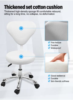 Meishida Pully Stool Chair Height Adjustable Salon Chair Rolling Spa Stool with Backrest  - Image 2