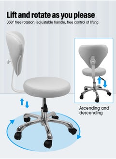 Meishida Pully Stool Chair Height Adjustable Salon Chair Rolling Spa Stool with Backrest  - Image 4