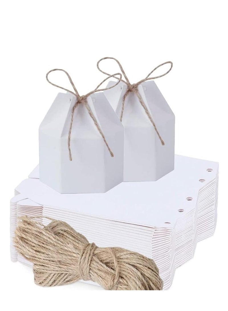 SYOSI Paper Gift Boxes Lantern Hexagon Kraft Paper Package Box with Twine Candy Chocolate Gift Packing Wrap for Wedding Party White - Image 1