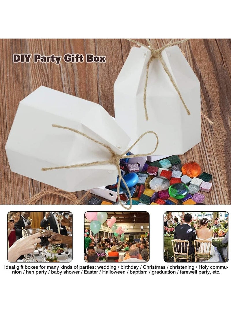 SYOSI Paper Gift Boxes Lantern Hexagon Kraft Paper Package Box with Twine Candy Chocolate Gift Packing Wrap for Wedding Party White - Image 3