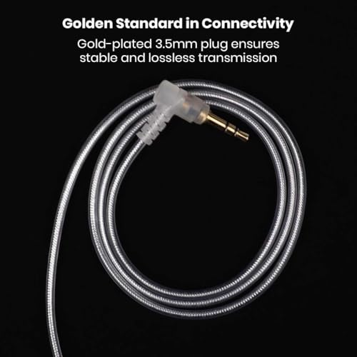 Concept Kart Moondrop Chu 2 Replacement Cable, 2-Pin 0.78mm Connector with Transparent PVC, 3.5mm Gold-Plated Plug, Durable & Lightweight Wired IEM Cable 1.2m Audio for Clear Sound and Secure Fit - Image 2
