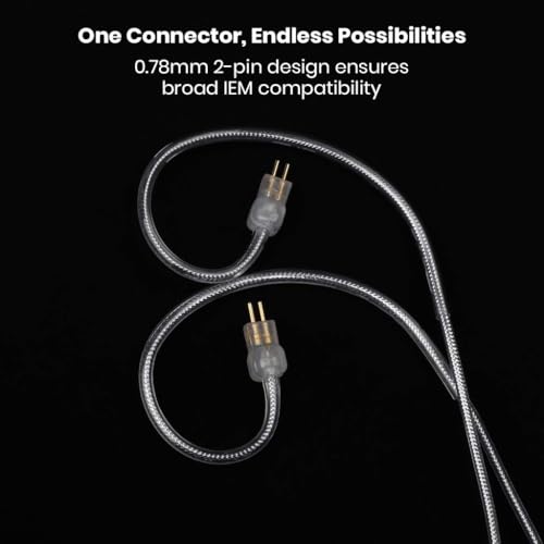Concept Kart Moondrop Chu 2 Replacement Cable, 2-Pin 0.78mm Connector with Transparent PVC, 3.5mm Gold-Plated Plug, Durable & Lightweight Wired IEM Cable 1.2m Audio for Clear Sound and Secure Fit - Image 3