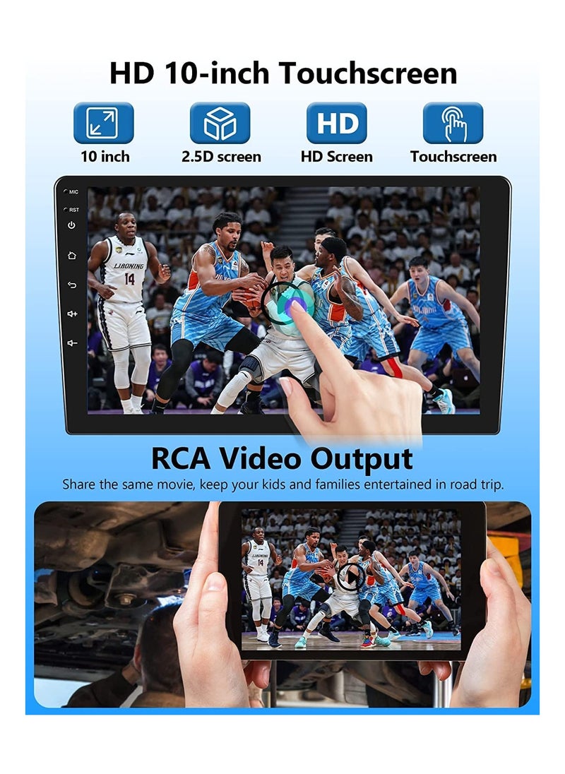 SHEZA STAR - 10 Inch Android Screen For Car 4GB RAM 64GB Memory Support Apple Carplay Android Auto Full HD IPS Touch Screen Display built In Bluetooth USB Radio WiFi PlayStore Night Vision Camera included - Image 1