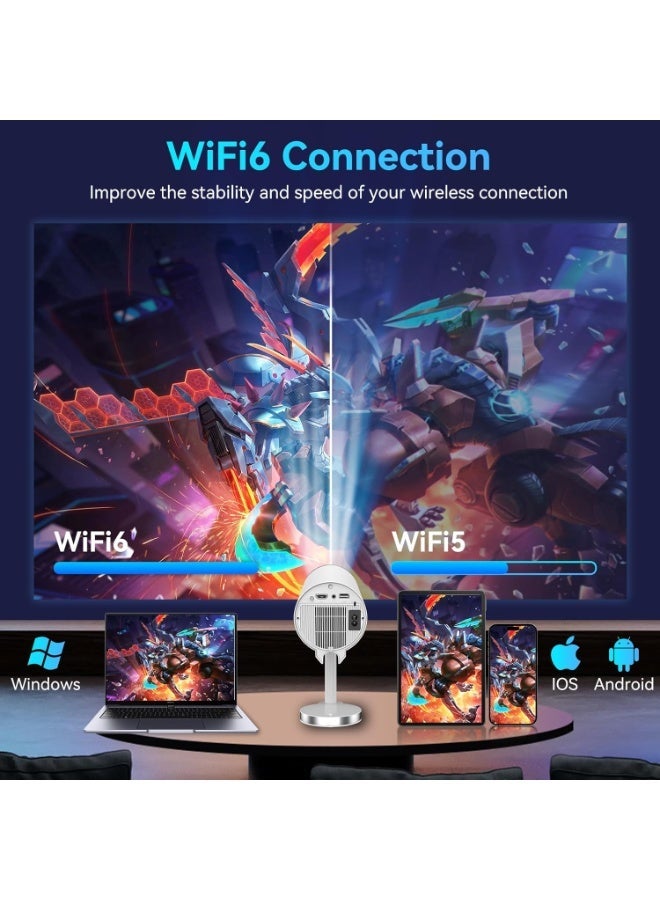 Smartbarry Android 11.0 Smart Mini Projector, Upgraded Version 1080P 4K Full HD Portable Projector with WiFi 6 & BT5.2, 90° Retractable Stand, Auto Keystone for Phone/TV Perfect for Home Theaters, Classrooms, Offices, or Backyard Movie Nights - Image 5