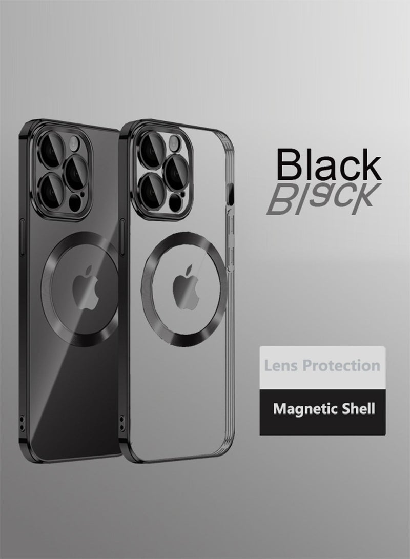 iPhone 14 Pro Case Slim Thin Magnetic Case Yellowing Resistant Anti-Drop Shock Absorption Anti-Scratch and Hard Back Crystal Case Cell Phone Cover for iPhone 14 Pro Protector Black - Image 1