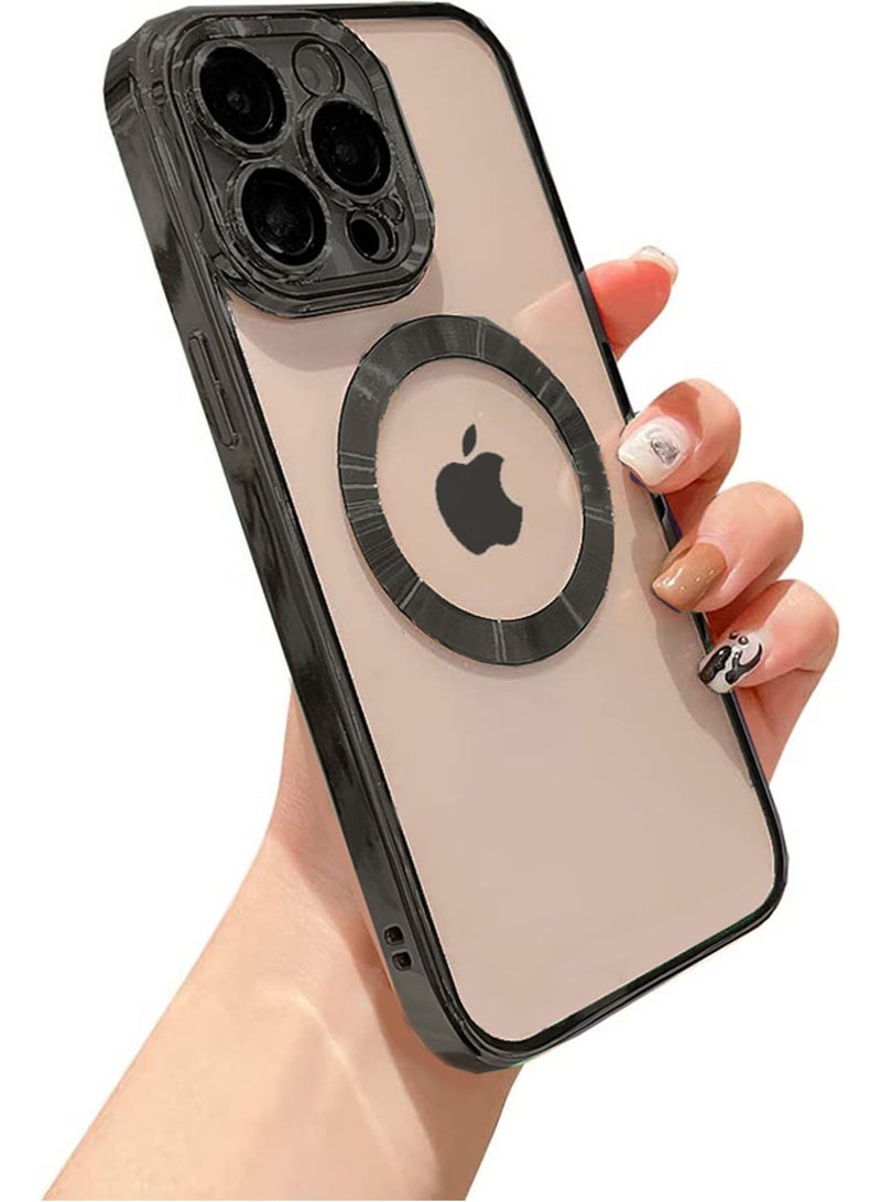 iPhone 14 Pro Case Slim Thin Magnetic Case Yellowing Resistant Anti-Drop Shock Absorption Anti-Scratch and Hard Back Crystal Case Cell Phone Cover for iPhone 14 Pro Protector Black - Image 2