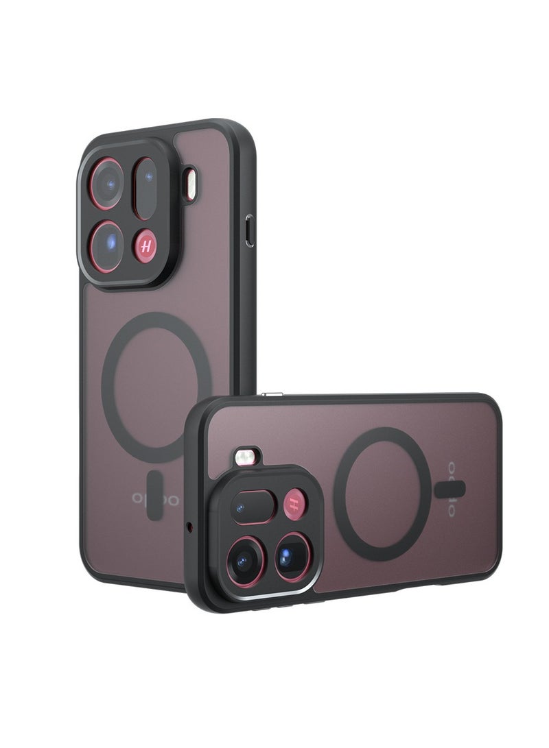 عام غلاف OPPO Find X9 Pro المغناطيسي 【يدعم الشحن اللاسلكي】 - غلاف أسود نصف شفاف بملمس مات، مقاوم للاصفرار مع حماية وسائد هوائية، غلاف واقي من مزيج PC+TPU مضاد للصدمات - Image 1