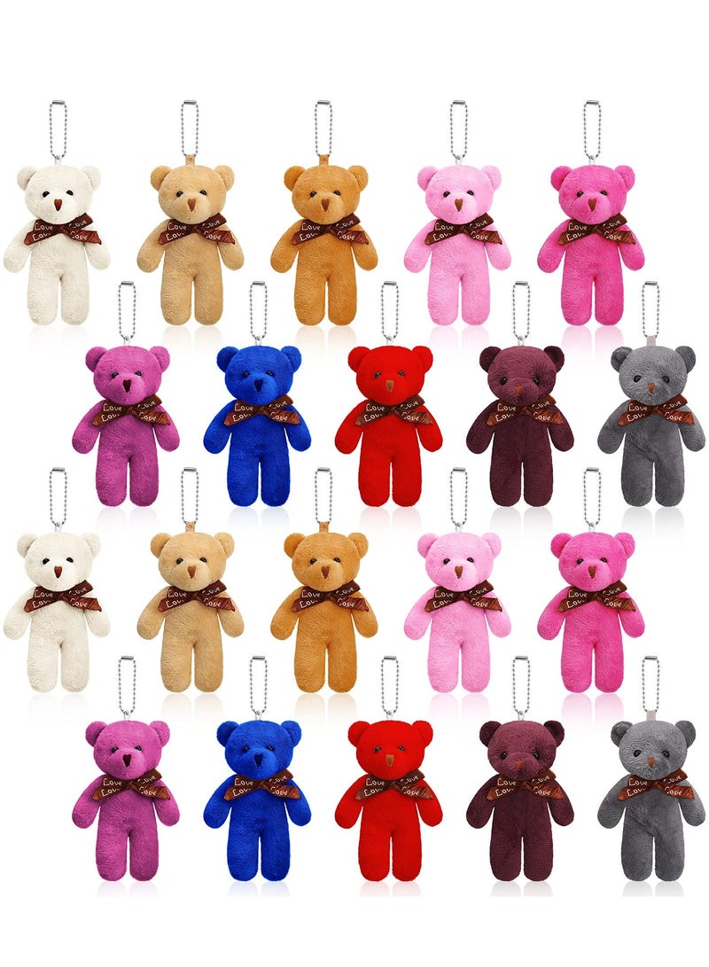 SUNSAR 10 Pieces Mini Bear Plush Stuffed  Key Chain  Tiny Teddy Bear Doll Soft Jointed Bears  10 Colors - Image 1