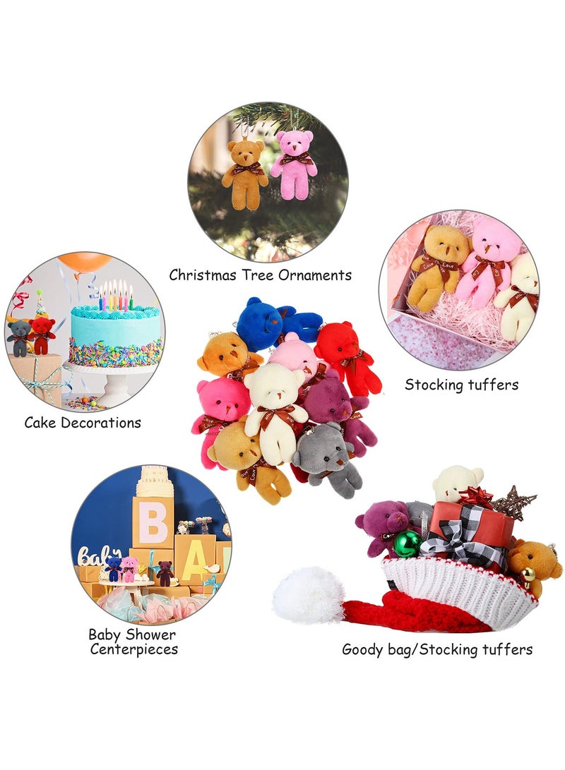 SUNSAR 10 Pieces Mini Bear Plush Stuffed  Key Chain  Tiny Teddy Bear Doll Soft Jointed Bears  10 Colors - Image 3