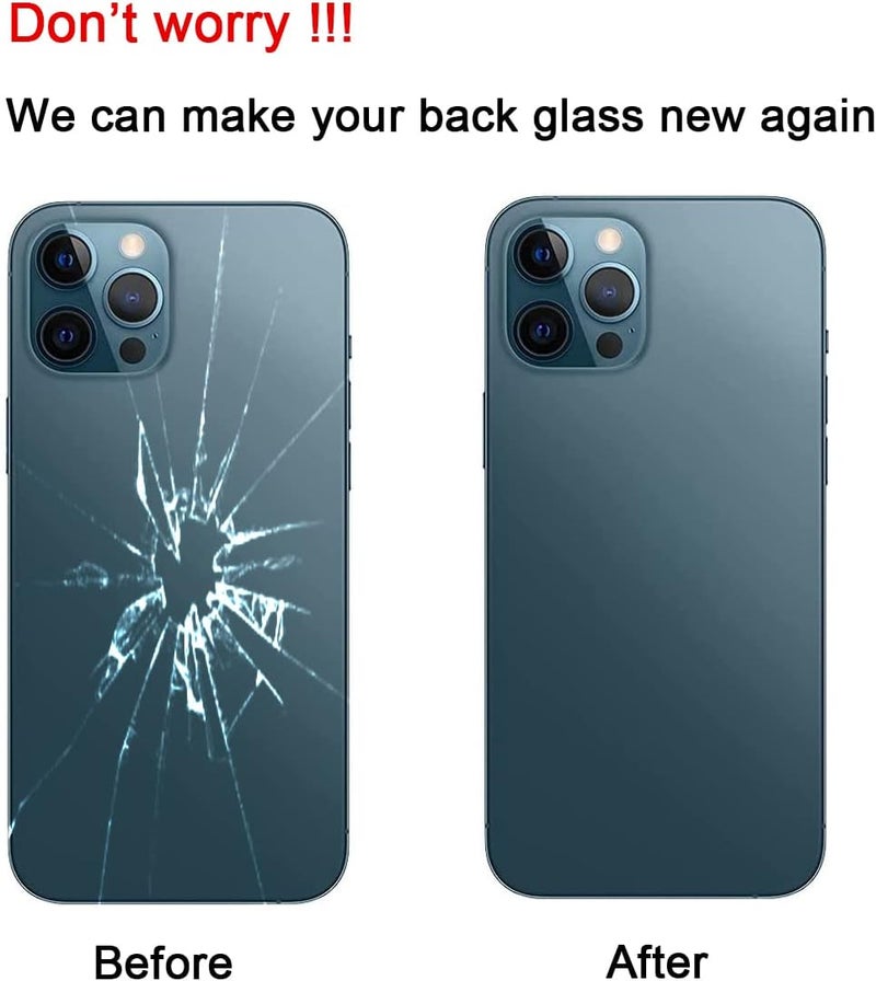 Perzework استبدال زجاج خلفي أصلي لجهاز آيفون 12 برو 6.1 بوصة مع مجموعة أدوات الإصلاح ومواد لاصقة مثبتة مسبقًا (أزرق المحيط) - Image 5