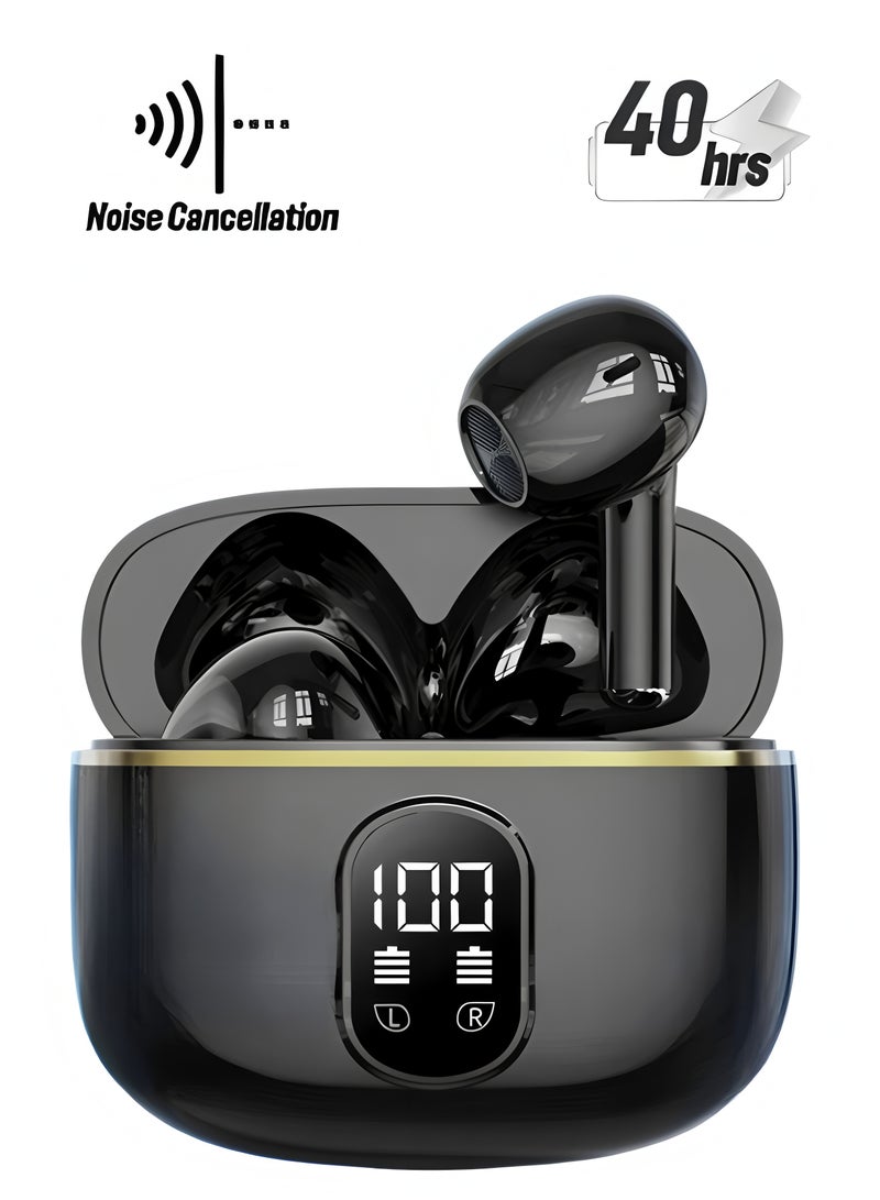Flyview True Wireless Earbuds, In-Ear Bluetooth 5.49 Headphones 4-Mics ENC Clear Call, Bluetooth Earbuds Touch Control 40 Playtime, IPX6 Waterproof TWS, Light-Weight Earphones  - Image 1