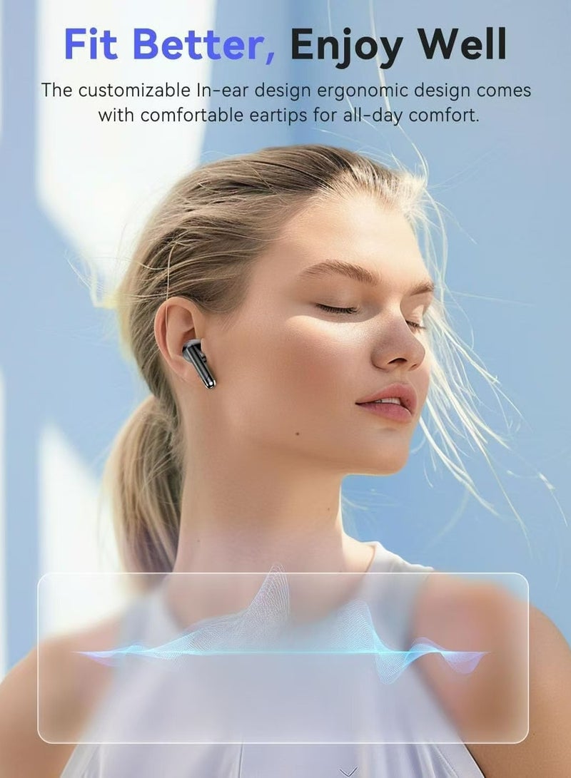 True Wireless Earbuds, In-Ear Bluetooth 5.49 Headphones 4-Mics ENC Clear Call, Bluetooth Earbuds Touch Control 40 Playtime, IPX6 Waterproof TWS, Light-Weight Earphones