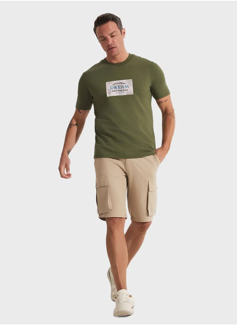 JUNE June Men Striped Linen-Look Short Beige