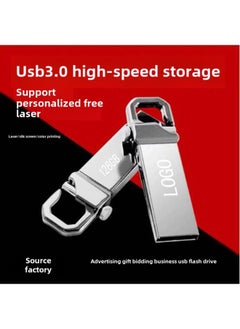 Generic USB Flash Drive High-speed 3.0 Creative Metal USB Flash Drive 64G Gift Car 128G USB Flash Drive Lettering Logo-Color:Gray-Capacity:16GB  - Image 1