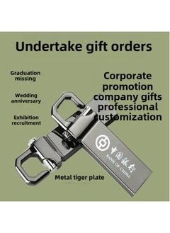 Generic USB Flash Drive High-speed 3.0 Creative Metal USB Flash Drive 64G Gift Car 128G USB Flash Drive Lettering Logo-Color:Gray-Capacity:16GB  - Image 2