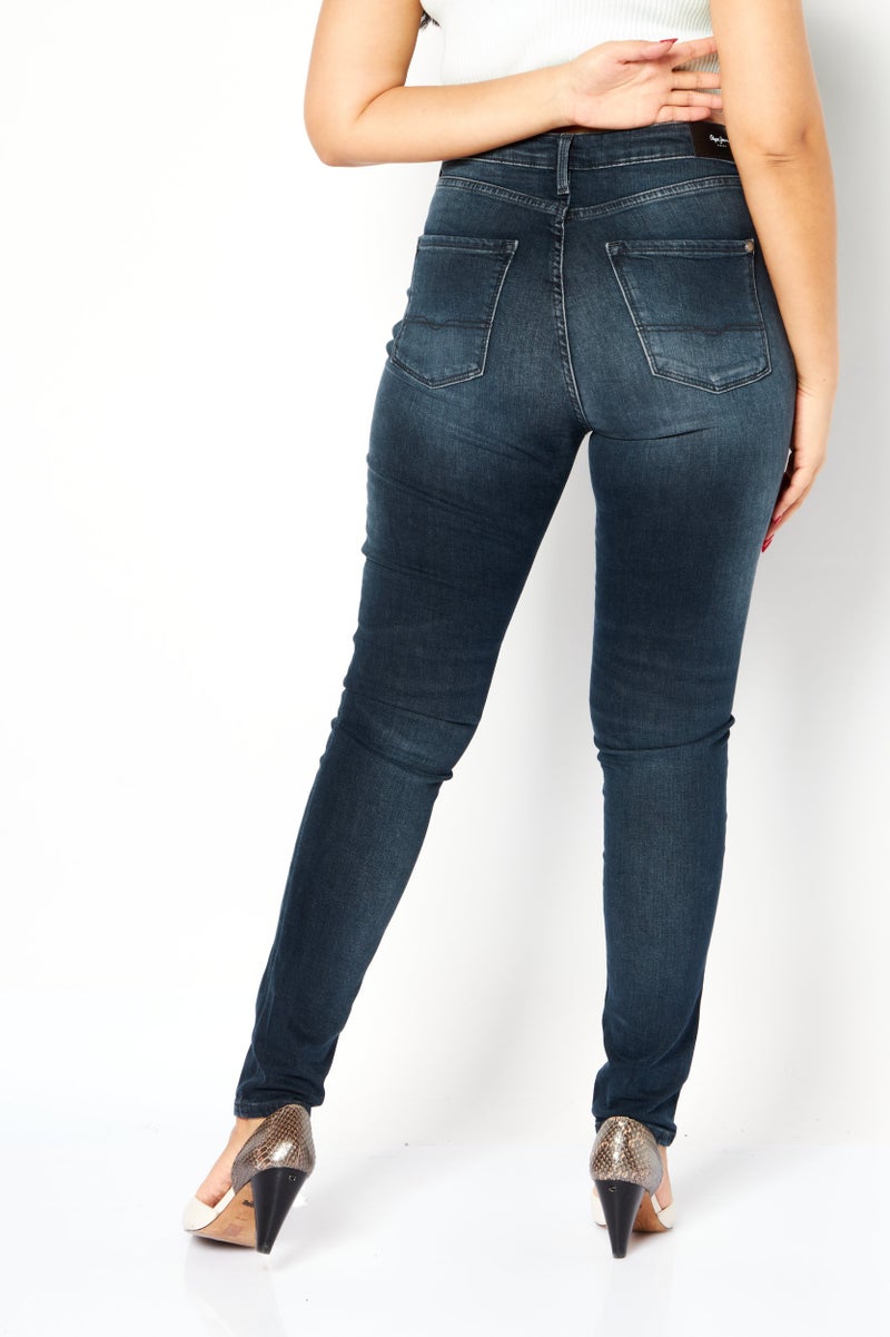 Pepe Jeans Women Slim Fit Washed Denim Jeans,Blue - Image 4