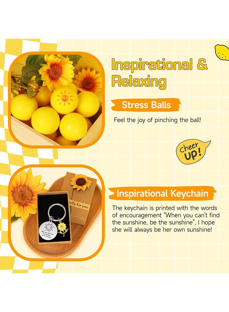 Sunshine Gift Box for Women – Unique 10pcs Gift Basket Self Care Package with Tumbler Socks Candle and More Sister & Friendship Cheer Up Box– Cheer Up Birthday Get Well Soon