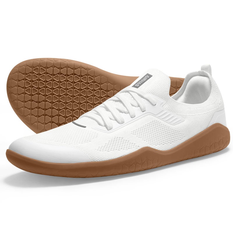 AIRHAS Womens Gym Barefoot Shoes Zero Drop Sneakers for Women Lightweight Workout Shoes(White/Gum,7.5) - Image 1