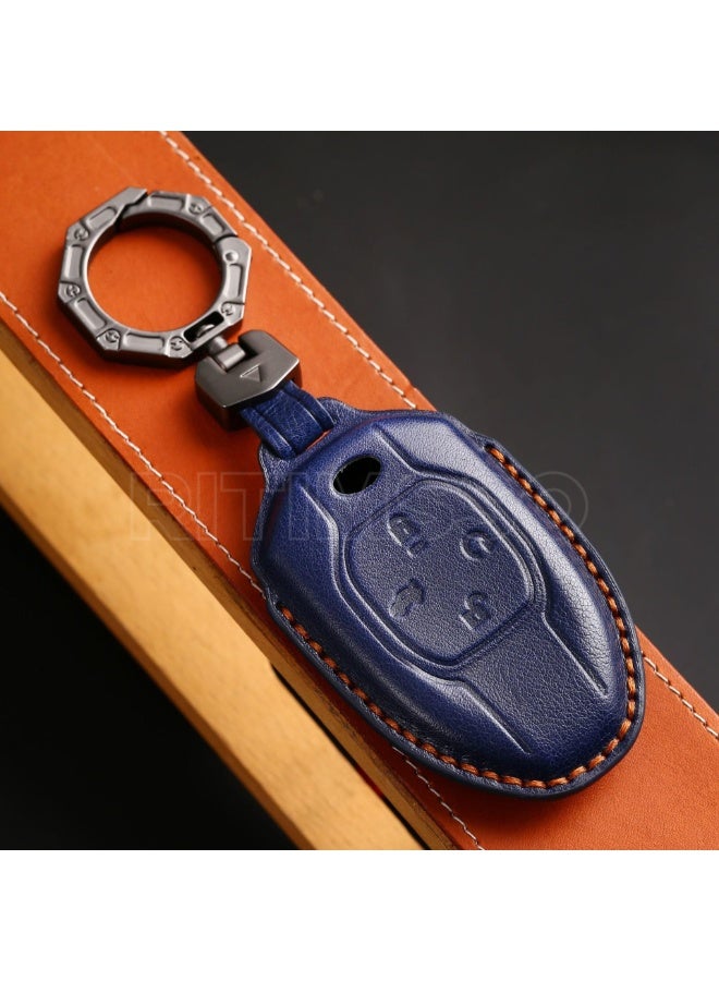 NOSKIN Leather Car Remote Key Case Cover Shell Fit for Trumpchi GAC 2021 EMPOWs J11 J12 J13 J14 J15 J16 GS8 Protector Keychain Accessories (Black) - Image 5
