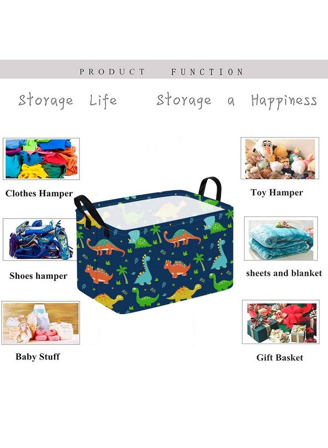 KUNRO Rectangle Dinosaur Patter Toy Bin Waterproof storage organizer for Nursery Hamper Home decor Closet Kids Bedroom Laundry Baby Gift Shelf Baskets - Image 3