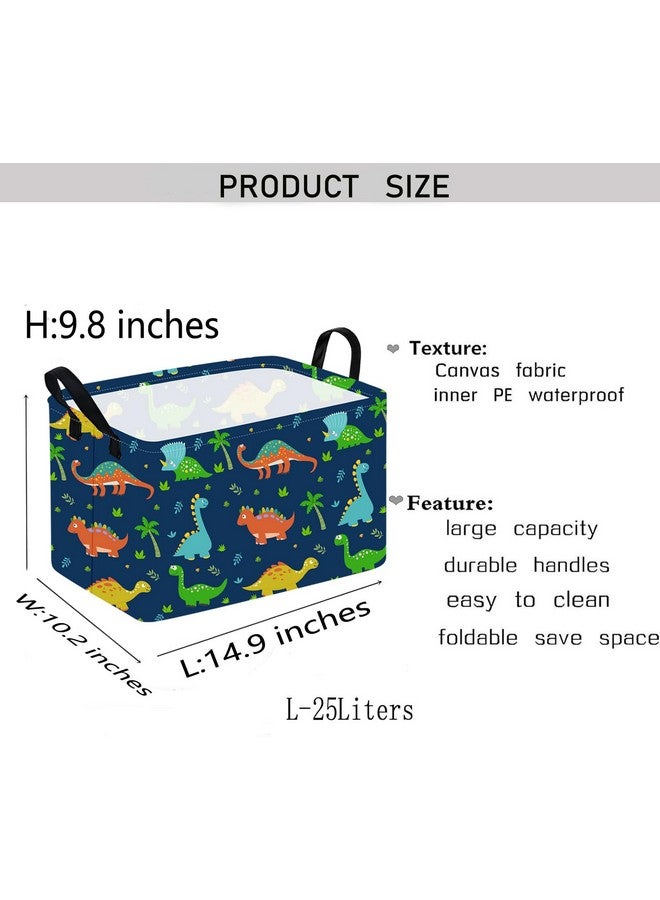 KUNRO Rectangle Dinosaur Patter Toy Bin Waterproof storage organizer for Nursery Hamper Home decor Closet Kids Bedroom Laundry Baby Gift Shelf Baskets - Image 2