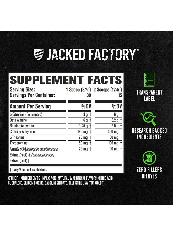 Jacked Factory NITROSURGE Pre Workout Supplement - Energy Booster, Instant Strength Gains, Clear Focus & Intense Pumps - NO Booster & Powerful Preworkout Energy Powder - 30 Servings, Blue Raspberry - Image 5