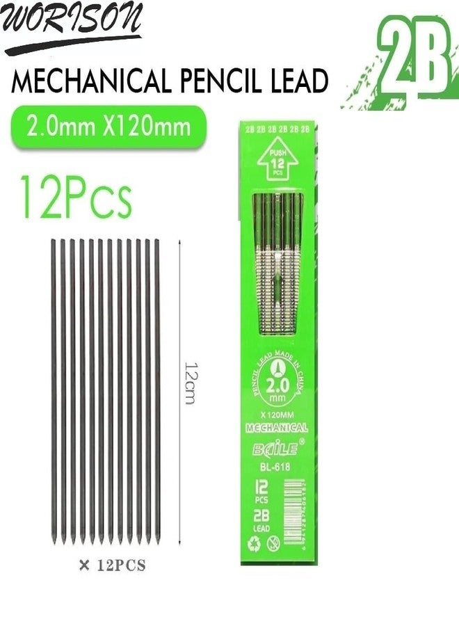 worison 6pc Multicolored 2B Mechanical Pencil Set with 2.0mm Tip – Includes 36 Black and 36 Multicolor Leads in Organized Storage Case for Writing, Sketching, Drawing - Image 5
