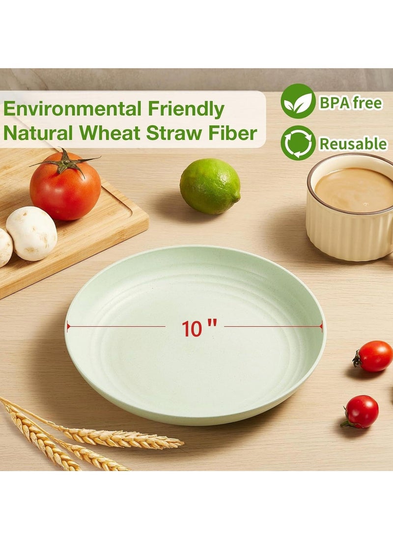 Beauenty 4 Pack Unbreakable Dinner Plates, Reusable Wheat Straw Plates 10 Inches, Lightweight Unbreakable Dinner Dishes Plates, Dishwasher & Microwave Safe - Image 2