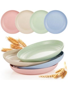 Beauenty 4 Pack Unbreakable Dinner Plates, Reusable Wheat Straw Plates 10 Inches, Lightweight Unbreakable Dinner Dishes Plates, Dishwasher & Microwave Safe  - Image 1