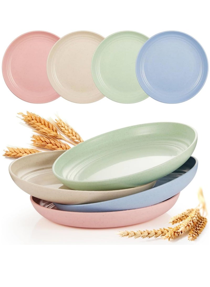Beauenty - 4 Pack Unbreakable Dinner Plates, Reusable Wheat Straw Plates 10 Inches, Lightweight Unbreakable Dinner Dishes Plates, Dishwasher & Microwave Safe - Image 1