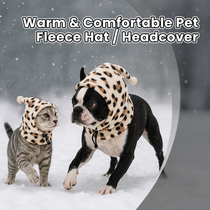ETOFIXEE Pet Neck Warmer with Hat, Leopard Print, Adjustable Drawstring, Soft Polyester, for Dogs and Cats(Leopard Print, Large) - Image 2