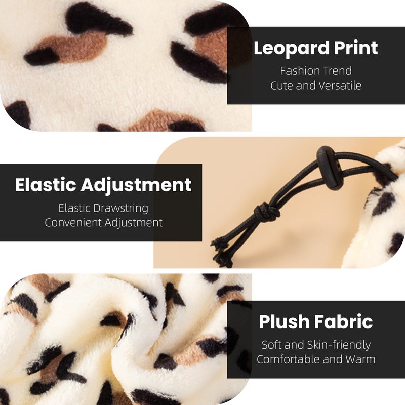 ETOFIXEE Pet Neck Warmer with Hat, Leopard Print, Adjustable Drawstring, Soft Polyester, for Dogs and Cats(Leopard Print, Large) - Image 4