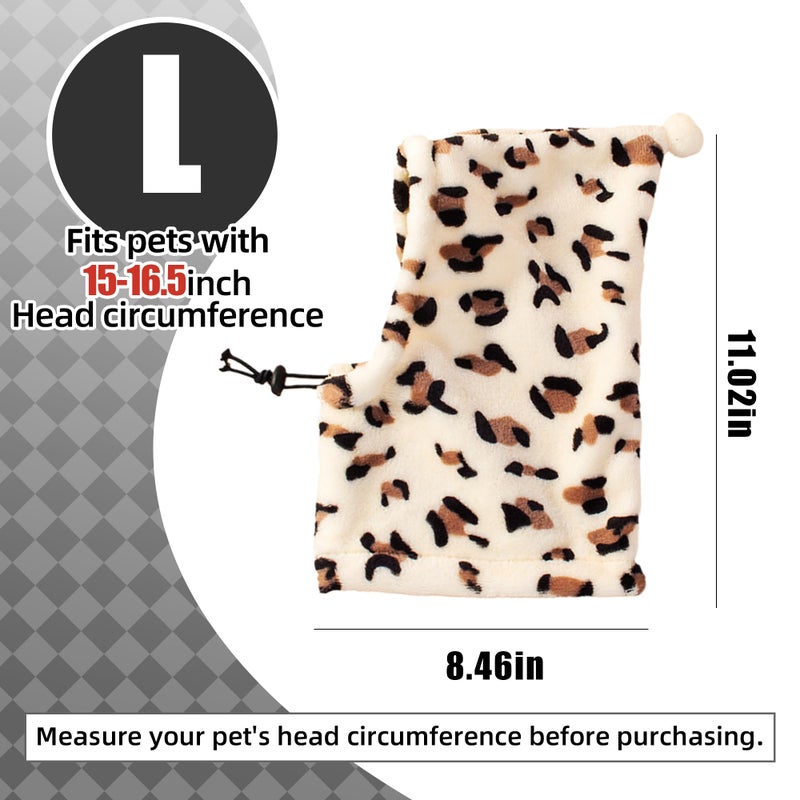 ETOFIXEE Pet Neck Warmer with Hat, Leopard Print, Adjustable Drawstring, Soft Polyester, for Dogs and Cats(Leopard Print, Large) - Image 5