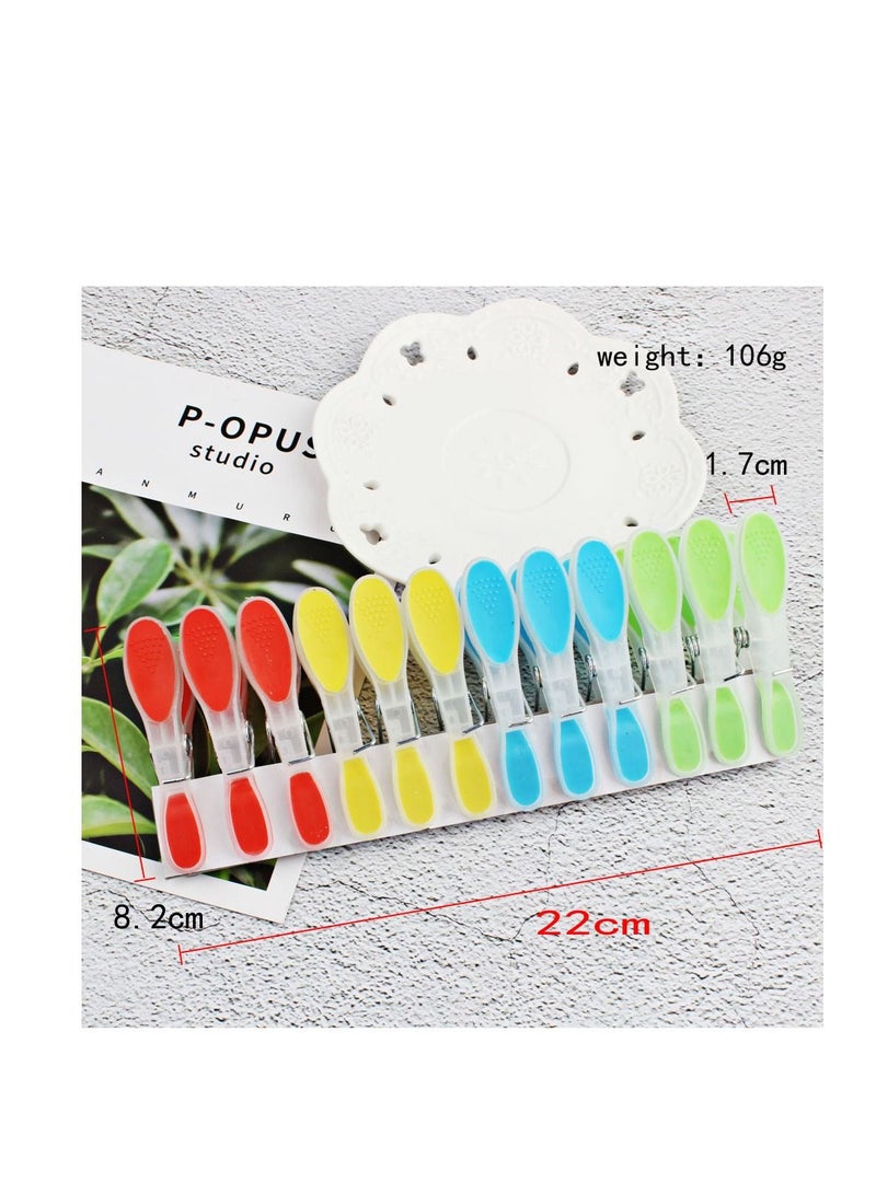 سيوسي مشابك الغسيل المنزلية تجفيف مشابك قوية مقاومة للرياح كبيرة جدًا مانعة للانزلاق قبضة مطاطية ناعمة مريحة للأماكن المغلقة في الهواء الطلق رفوف خط الغسيل 24 قطعة - Image 3