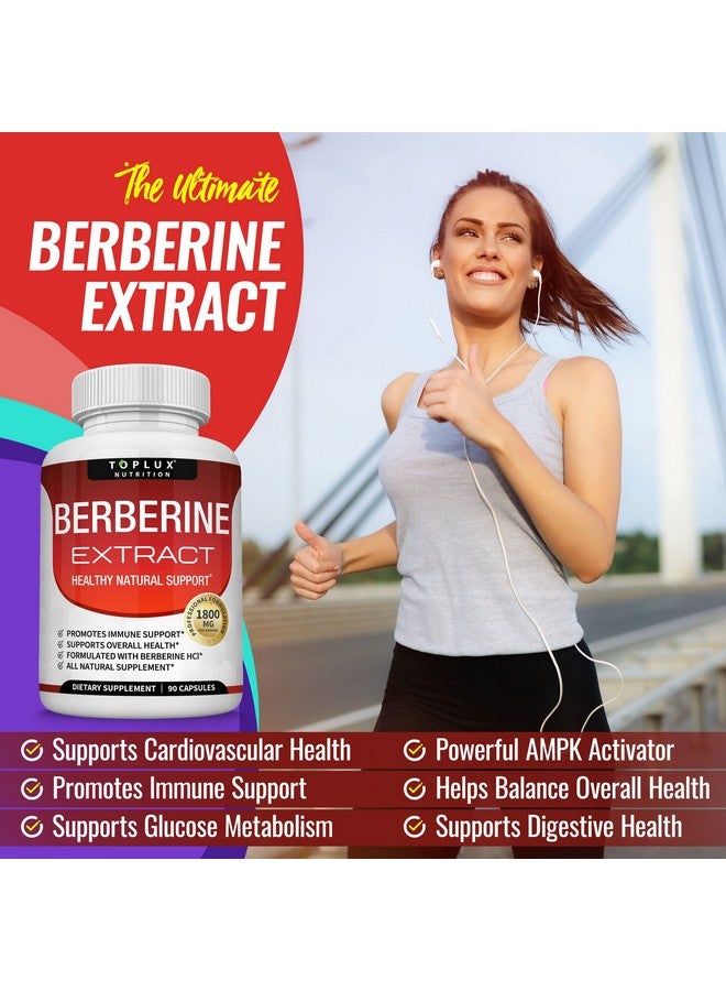 Toplux Berberine Extract 1800 Mg Berberine Hcl Complex Premium Strength Berberine To Support Overall Wellness For Men Women 90 Capsules Supplement - Image 4