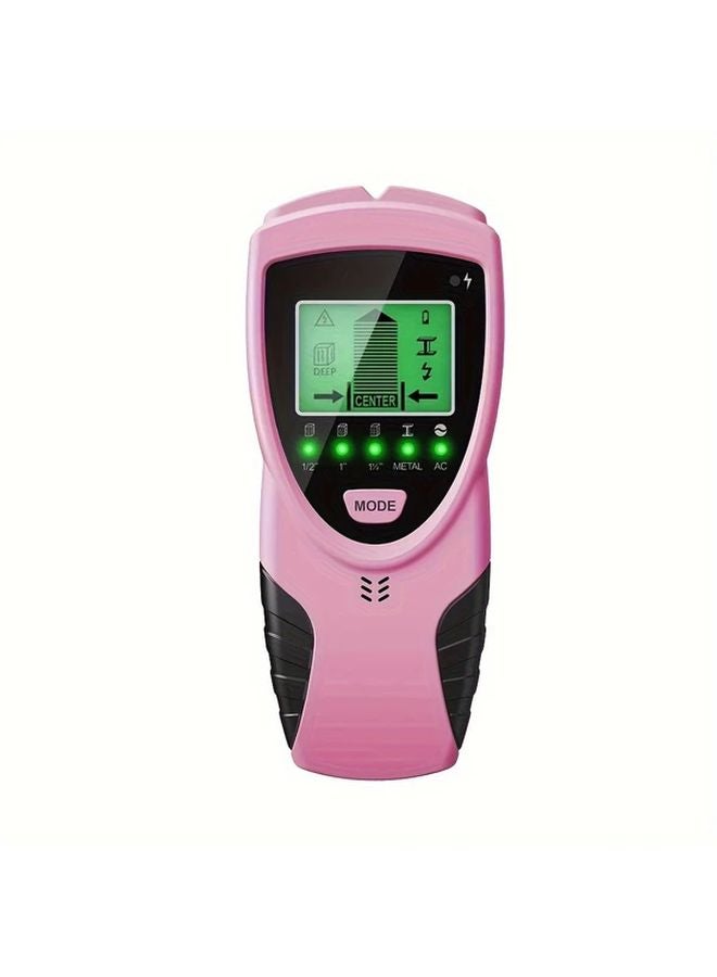 5 In 1 Wall Scanner Stud Finder With LCD Display Detects Wood AC Wires Metal Studs Pink - Image 1