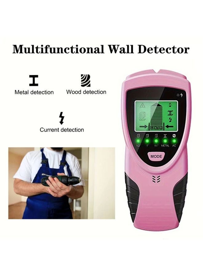 5 In 1 Wall Scanner Stud Finder With LCD Display Detects Wood AC Wires Metal Studs Pink - Image 2