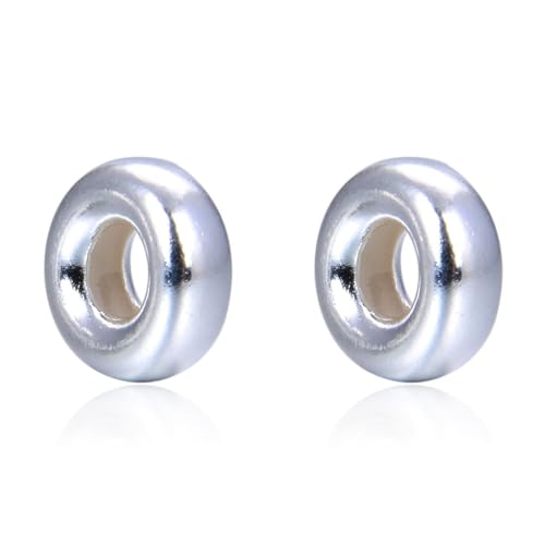 Adabele 20pcs Adabele Authentic 925 Sterling Silver Hypoallergenic Heishi Rondelle Loose Beads 6mm (0.24 Inch) Spacer (Large Hole 2.4mm) for DIY Craft Jewelry Making SS49-BB - Image 1